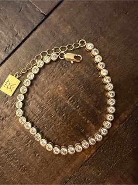 Miranda Frye Gold Tennis Bracelet with Clear Stones